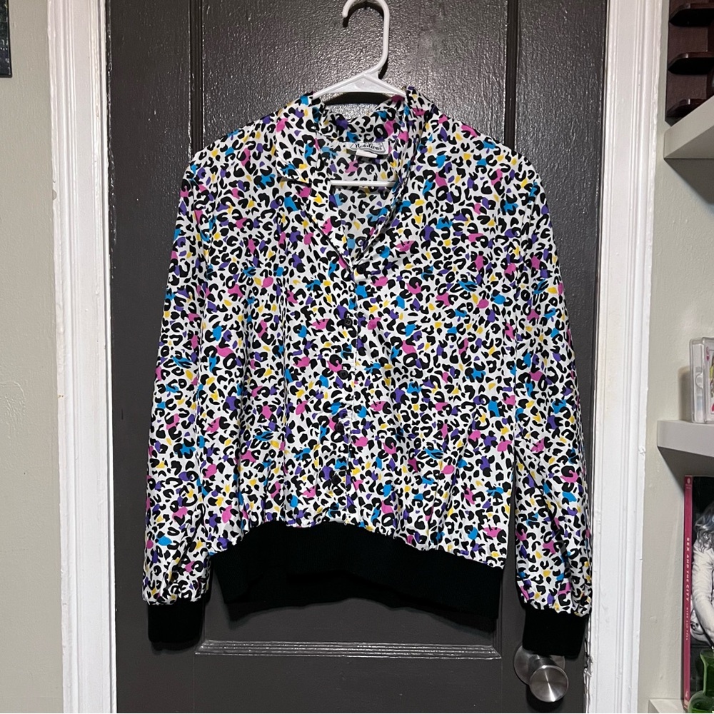 Multicolor Leopard Print Bomber Jacket - image 1